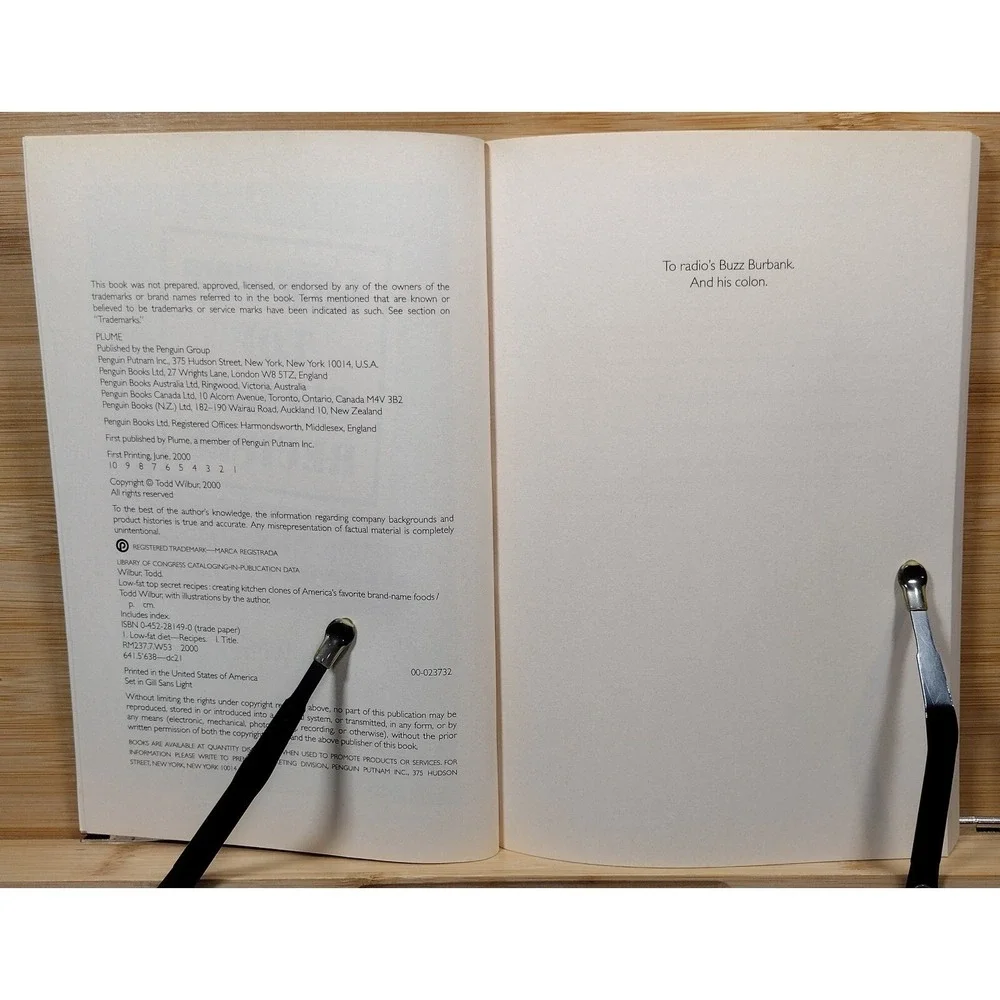 Low-Fat Top Secret Recipes by Todd Wilbur (2000 Paperback) First Printing SIGNED